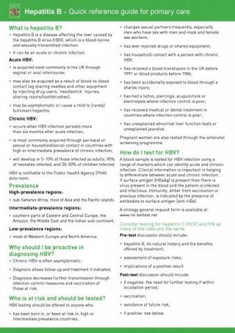 Hepatitis B - Quick Reference Guide For Primary Care | HSC Public ...